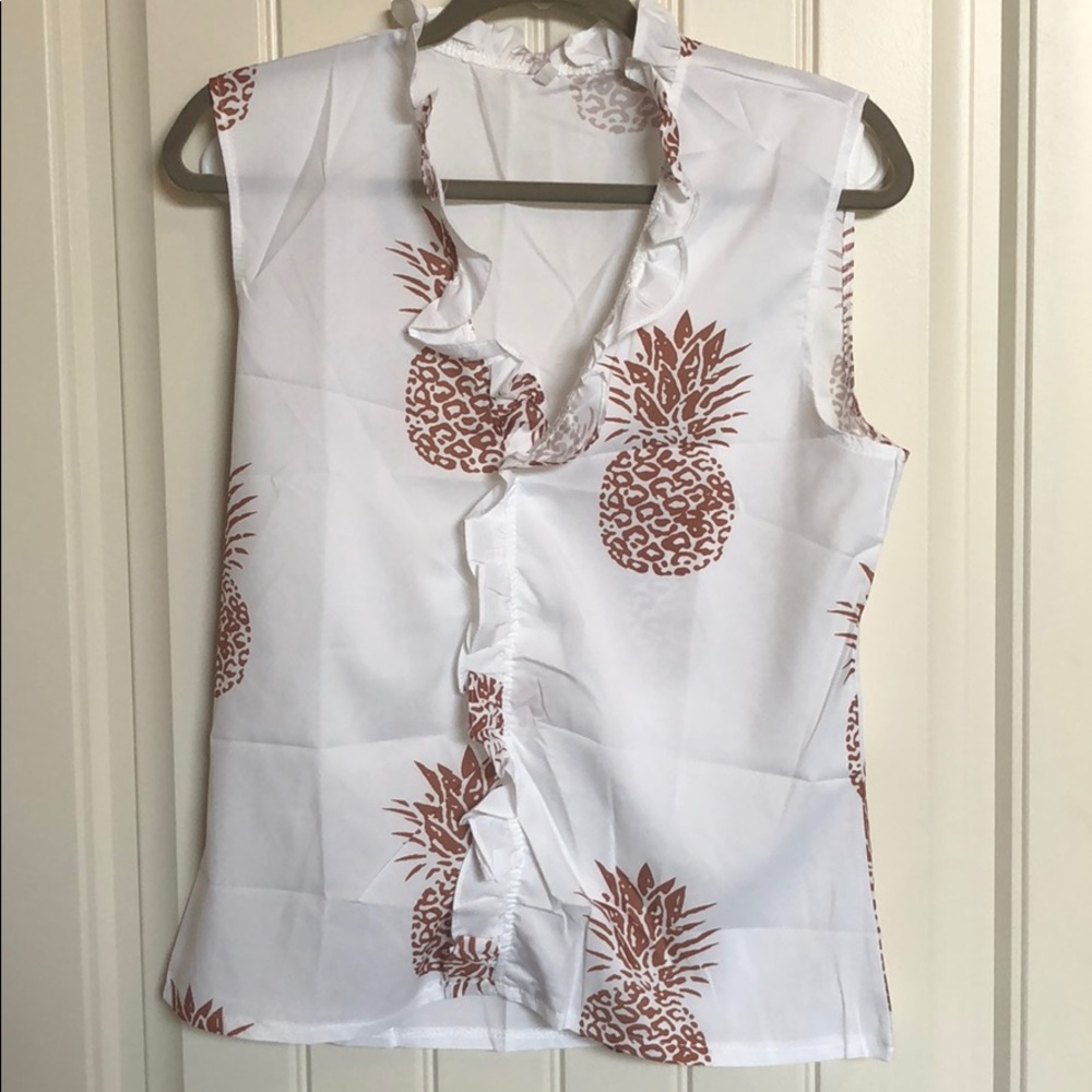 New Pineapple print ruffle blouse.
